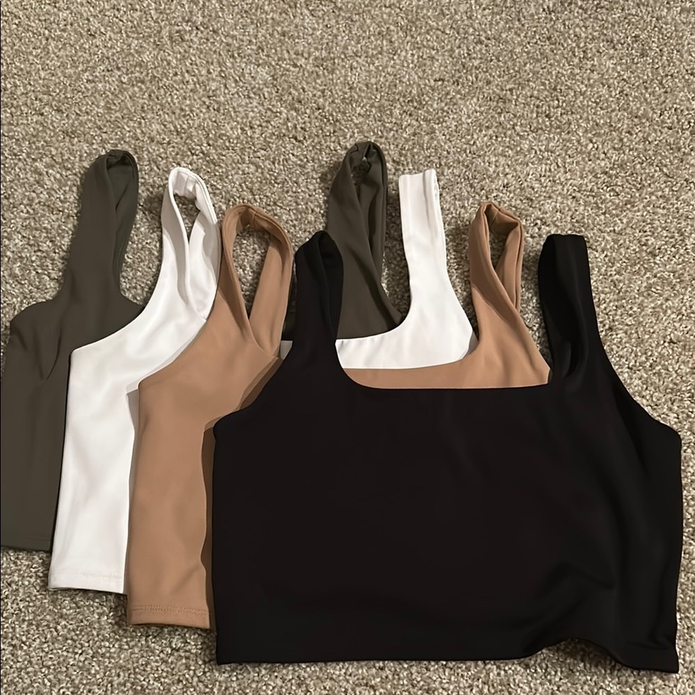 Express contour Crop tank Tops green white black nude M